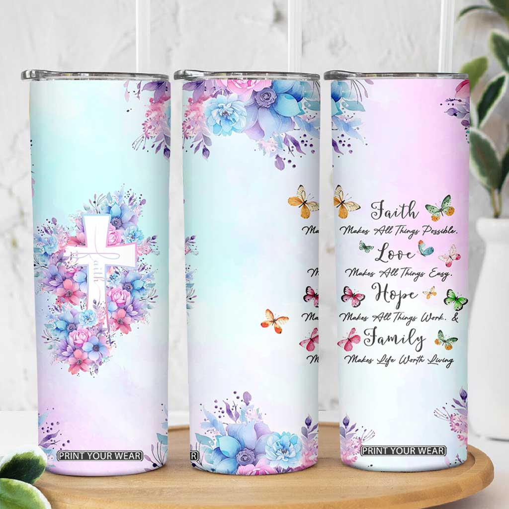 Christian Gifts For Women Skinny Tumbler Faith Mothers Day Bible Verse Encouragement Gifts Flower Coffee Cup TB10 Print Your Wear