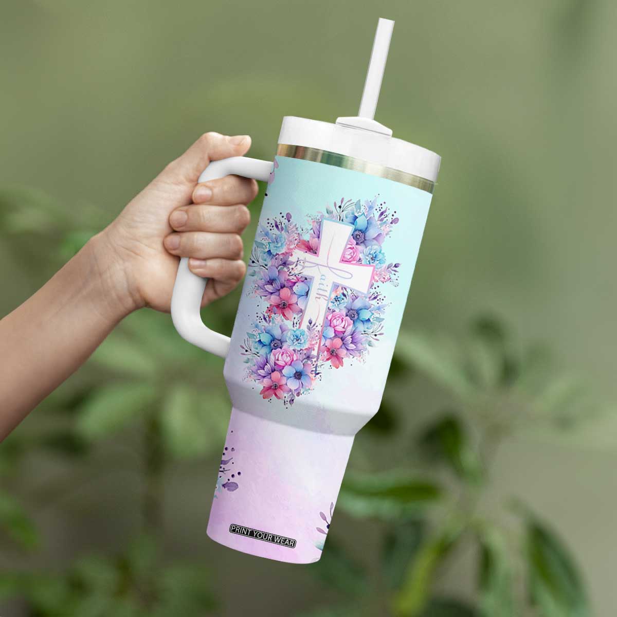 Christian Gifts For Women Tumbler With Handle Faith Mothers Day Bible Verse Encouragement Gifts Flower Coffee Cup TB10 Print Your Wear