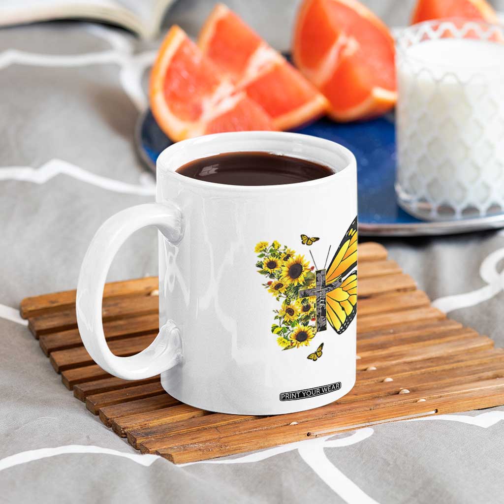 Sunflower Christian Gifts for Women Coffee Mug Flower Inspiration Religious Bible Verse Encouragement TB10 Print Your Wear
