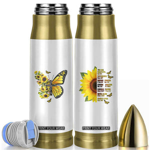 Sunflower Christian Gifts for Women Bullet Tumbler Flower Inspiration Religious Bible Verse Encouragement TB10 White Print Your Wear