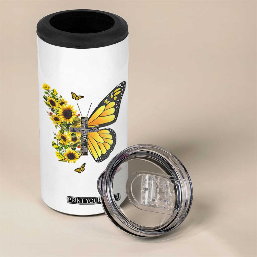 Sunflower Christian Gifts for Women 4 in 1 Can Cooler Tumbler Flower Inspiration Religious Bible Verse Encouragement TB10 Print Your Wear