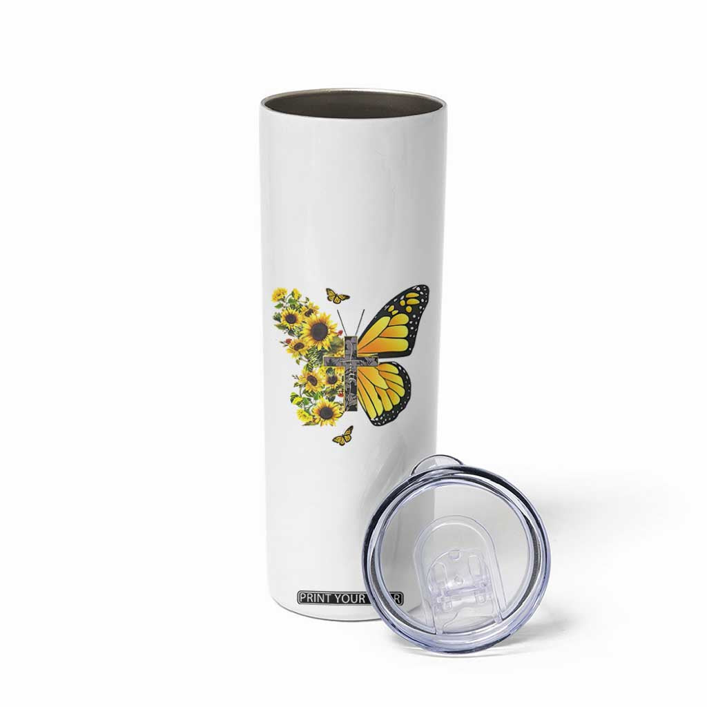 Sunflower Christian Gifts for Women Skinny Tumbler Flower Inspiration Religious Bible Verse Encouragement TB10 Print Your Wear