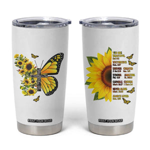 Sunflower Christian Gifts for Women Tumbler Cup Flower Inspiration Religious Bible Verse Encouragement TB10 White Print Your Wear