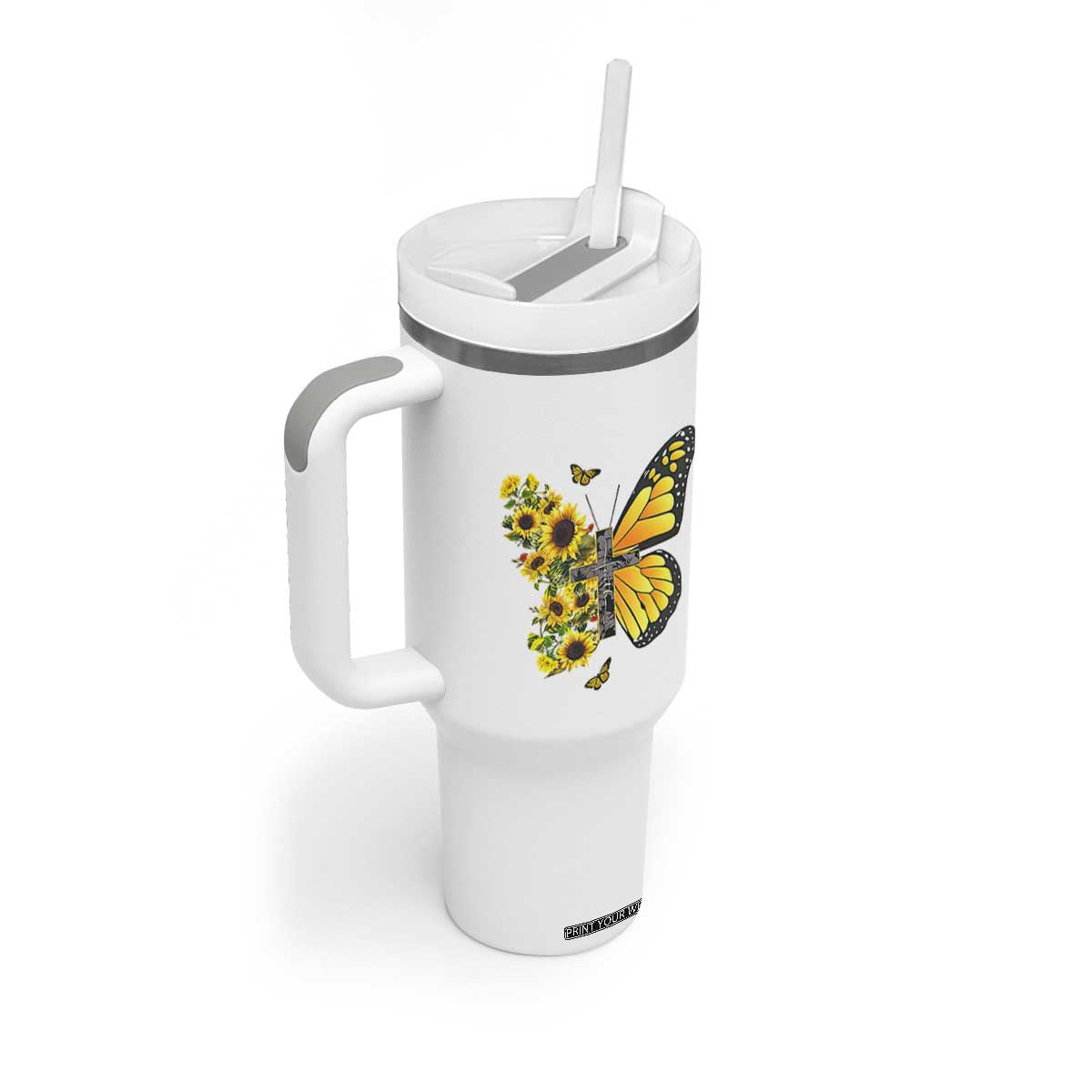 Sunflower Christian Gifts for Women Tumbler With Handle Flower Inspiration Religious Bible Verse Encouragement TB10 Print Your Wear