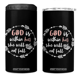 Religious Gift For Her 4 in 1 Can Cooler Tumbler God Is Within Her She Will Not Fall Bible Verse TB10 One Size: 16 oz Black Print Your Wear