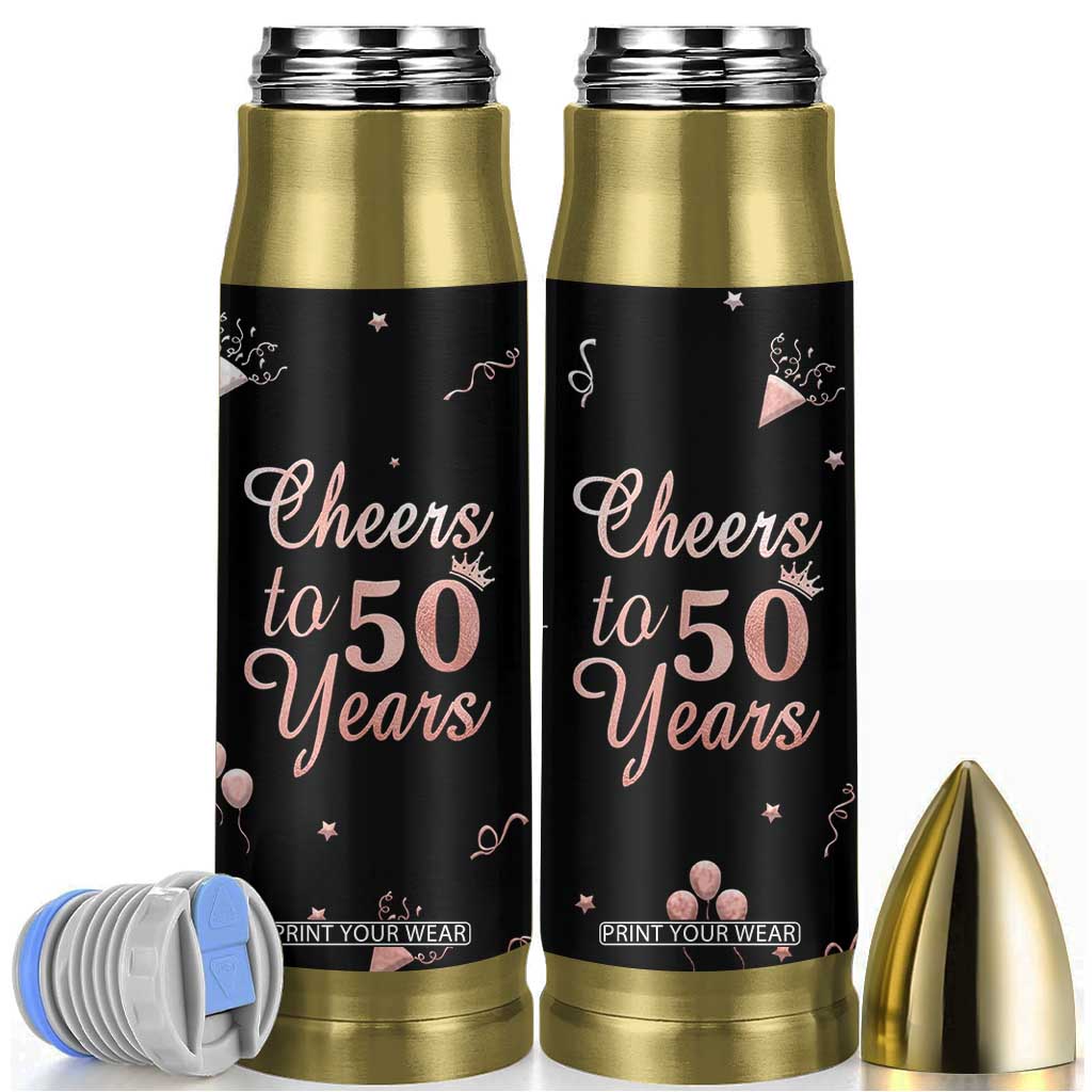 Cheers To 50 Years Bullet Tumbler 50th Anniversary Fifty Birthday TB10 Black Print Your Wear