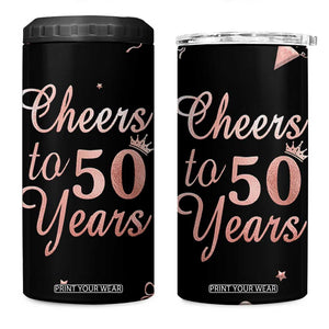 Cheers To 50 Years 4 in 1 Can Cooler Tumbler 50th Anniversary Fifty Birthday TB10 One Size: 16 oz Black Print Your Wear