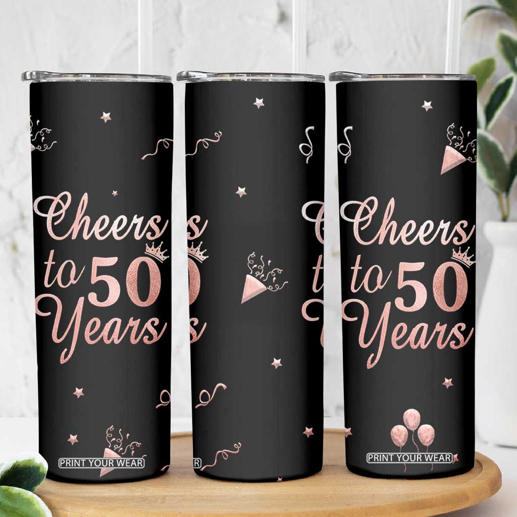 Cheers To 50 Years Skinny Tumbler 50th Anniversary Fifty Birthday TB10 Print Your Wear