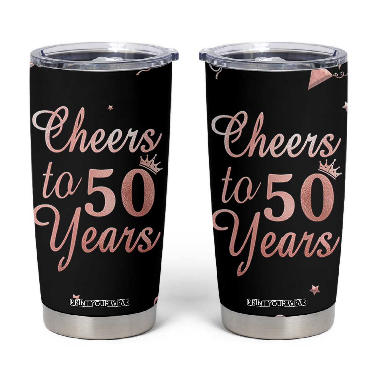 Cheers To 50 Years Tumbler Cup 50th Anniversary Fifty Birthday TB10 Black Print Your Wear