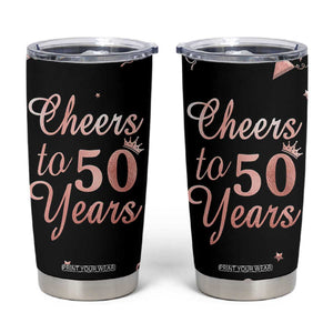 Cheers To 50 Years Tumbler Cup 50th Anniversary Fifty Birthday TB10 Black Print Your Wear