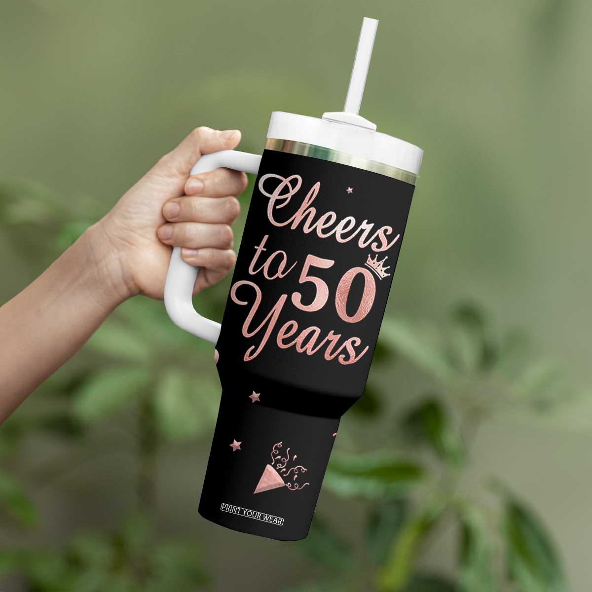 Cheers To 50 Years Tumbler With Handle 50th Anniversary Fifty Birthday TB10 Print Your Wear