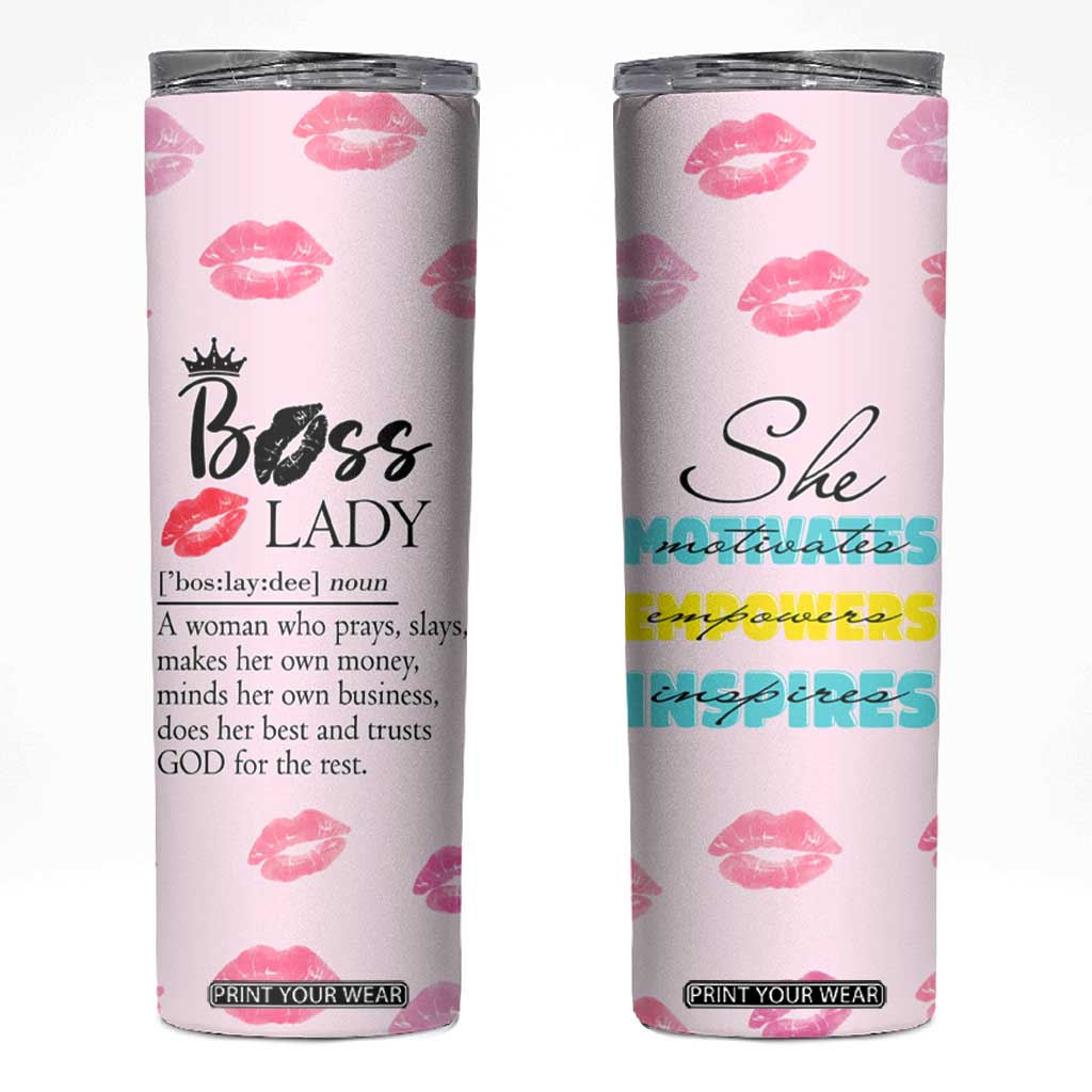 Boss Gifts for Women Skinny Tumbler She Motivates Inspires Empowers Christmas Birthday Gift TB10 Cool Mint Print Your Wear