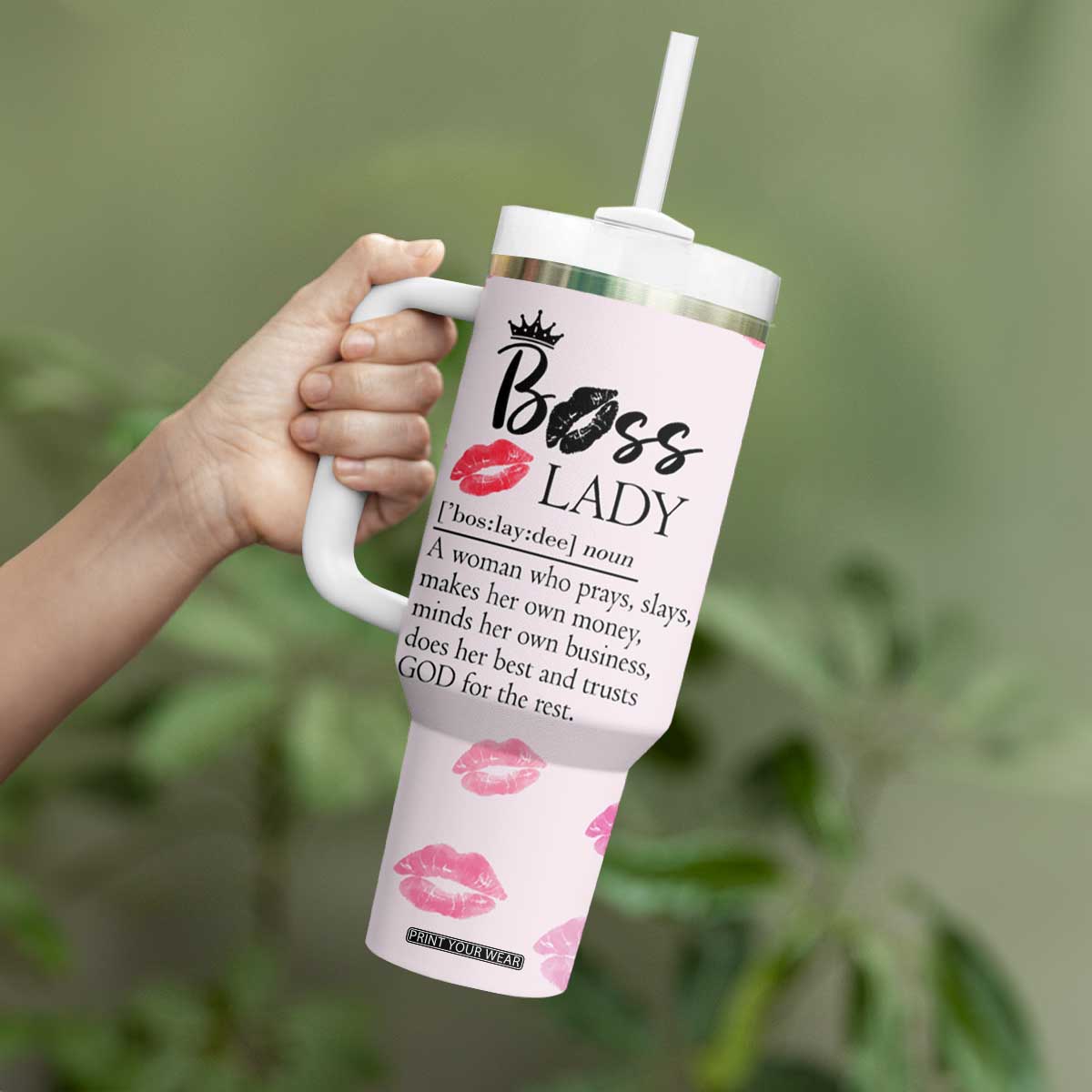 Boss Gifts for Women Tumbler With Handle She Motivates Inspires Empowers Christmas Birthday Gift TB10 Print Your Wear