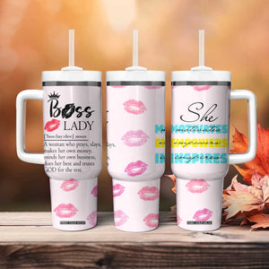 Boss Gifts for Women Tumbler With Handle She Motivates Inspires Empowers Christmas Birthday Gift TB10 Print Your Wear