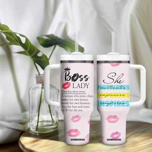 Boss Gifts for Women Tumbler With Handle She Motivates Inspires Empowers Christmas Birthday Gift TB10 Print Your Wear