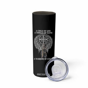 Christian Gifts For Women Skinny Tumbler A Child Of God A Woman Of Faith A Warrior Of Christ Jesus Faith TB10 Print Your Wear