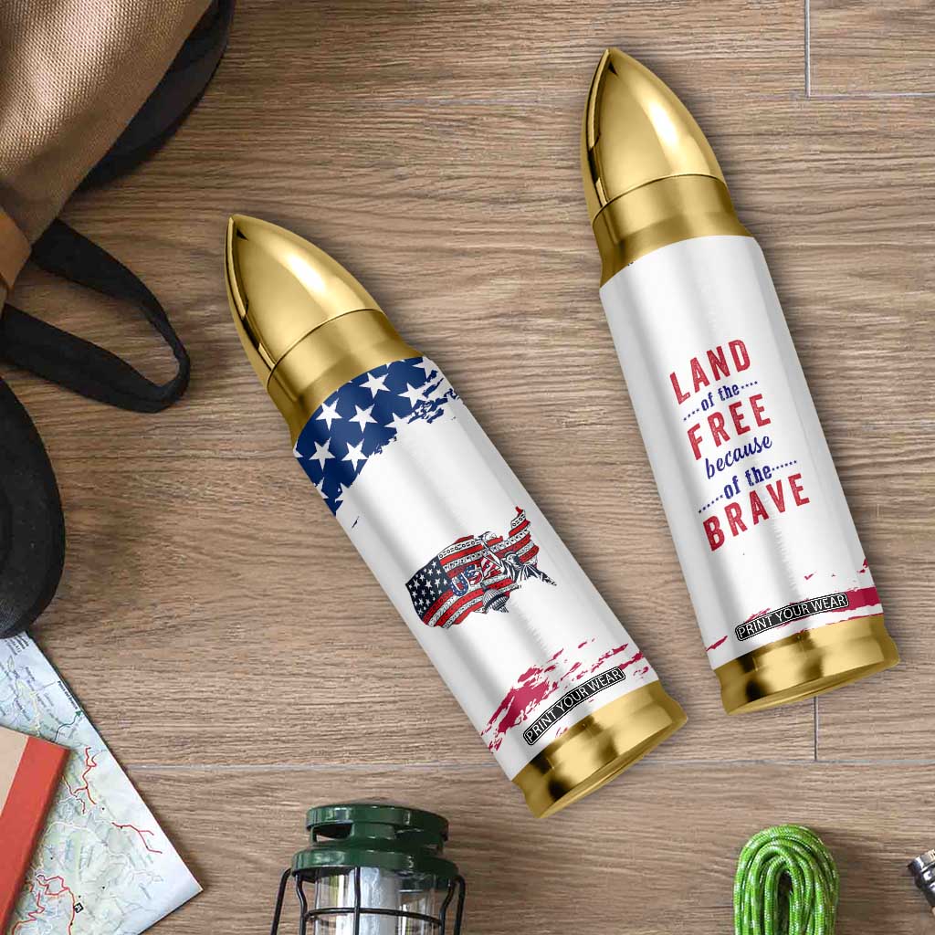 American Flag Patriotic Bullet Tumbler Land Of The Free Because Of The Brave USA Flag TB10 Print Your Wear