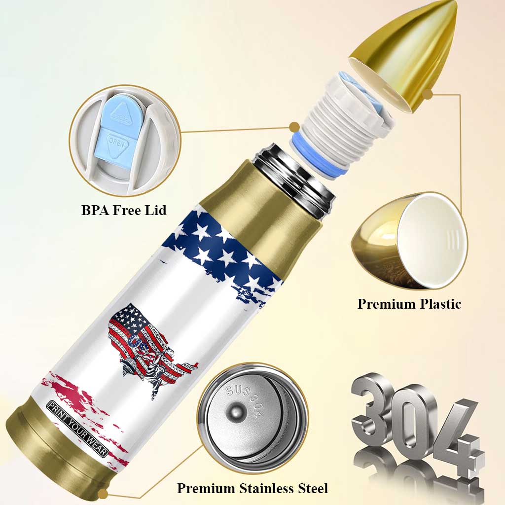 American Flag Patriotic Bullet Tumbler Land Of The Free Because Of The Brave USA Flag TB10 Print Your Wear