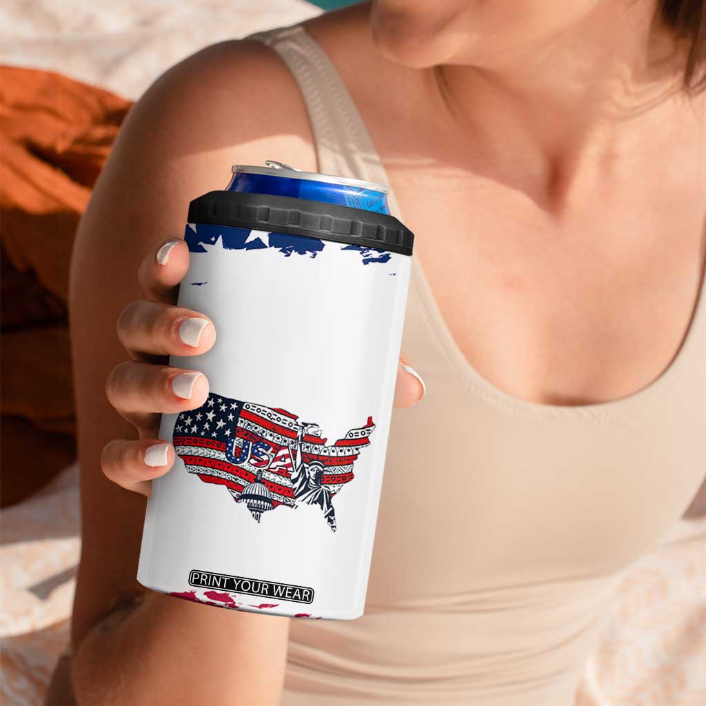 American Flag Patriotic 4 in 1 Can Cooler Tumbler Land Of The Free Because Of The Brave USA Flag TB10 Print Your Wear