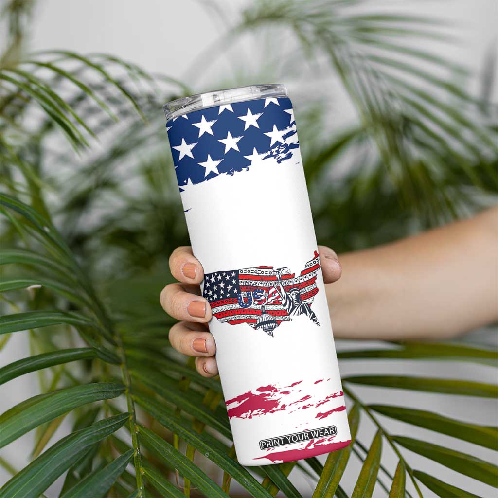American Flag Patriotic Skinny Tumbler Land Of The Free Because Of The Brave USA Flag TB10 Print Your Wear