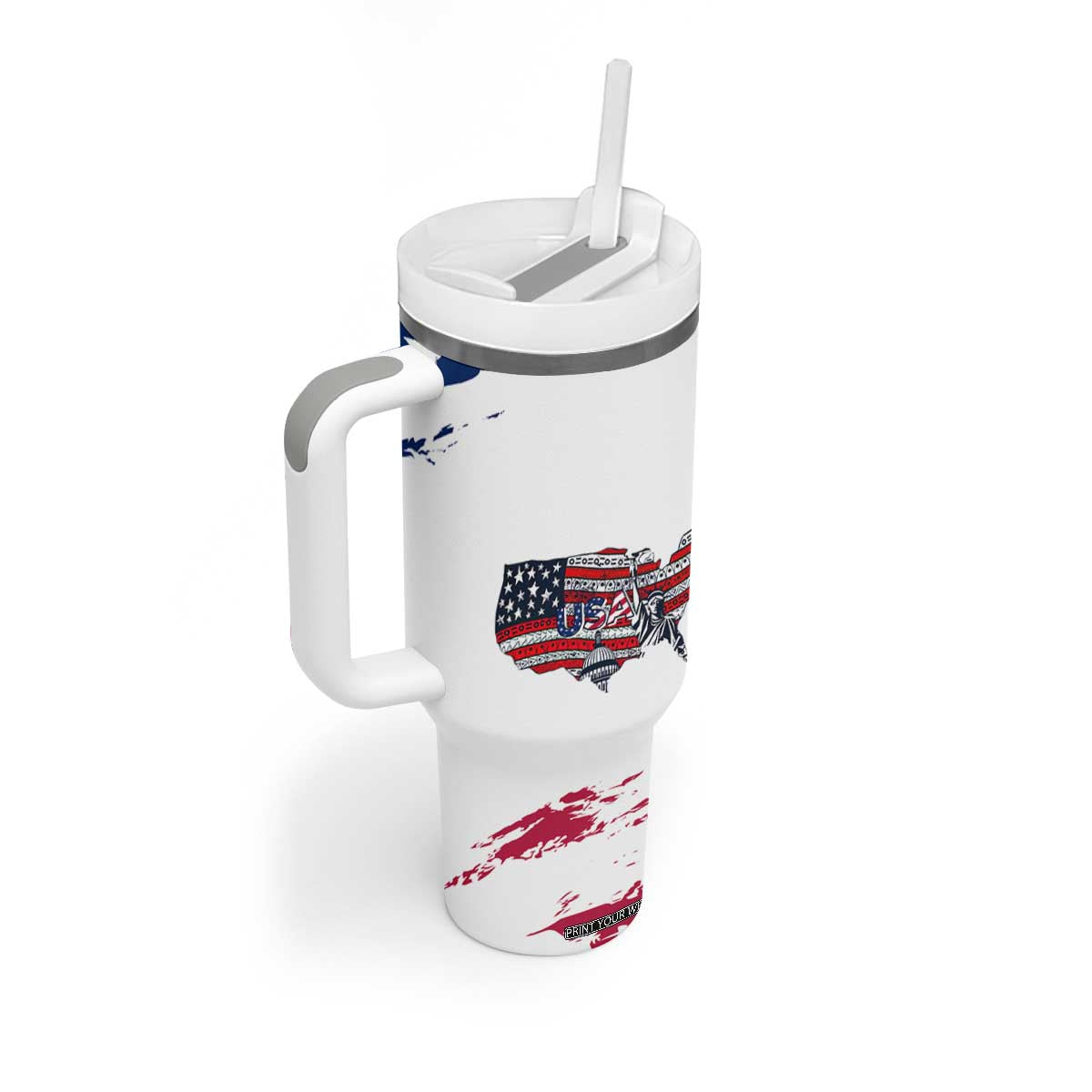 American Flag Patriotic Tumbler With Handle Land Of The Free Because Of The Brave USA Flag TB10 Print Your Wear
