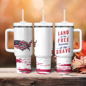 American Flag Patriotic Tumbler With Handle Land Of The Free Because Of The Brave USA Flag TB10 Print Your Wear