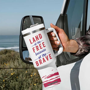 American Flag Patriotic Tumbler With Handle Land Of The Free Because Of The Brave USA Flag TB10 Print Your Wear