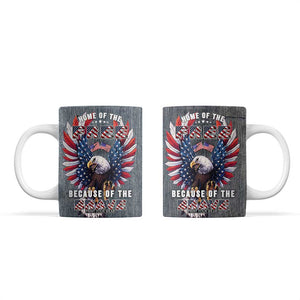 American Flag Patriotic Coffee Mug Land Of The Free Because Of The Brave USA Flag Bald Eagle TB10 Grey Print Your Wear