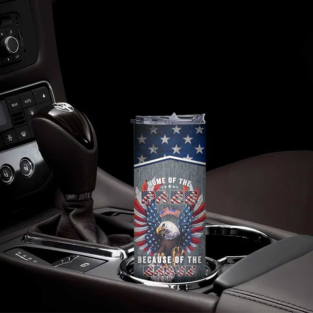 American Flag Patriotic Skinny Tumbler Land Of The Free Because Of The Brave USA Flag Bald Eagle TB10 Print Your Wear