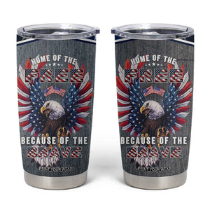 American Flag Patriotic Tumbler Cup Land Of The Free Because Of The Brave USA Flag Bald Eagle TB10 Grey Print Your Wear