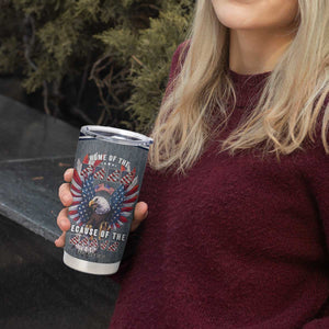 American Flag Patriotic Tumbler Cup Land Of The Free Because Of The Brave USA Flag Bald Eagle TB10 Print Your Wear