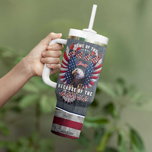 American Flag Patriotic Tumbler With Handle Land Of The Free Because Of The Brave USA Flag Bald Eagle TB10 Print Your Wear