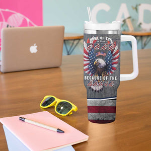 American Flag Patriotic Tumbler With Handle Land Of The Free Because Of The Brave USA Flag Bald Eagle TB10 Print Your Wear
