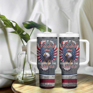 American Flag Patriotic Tumbler With Handle Land Of The Free Because Of The Brave USA Flag Bald Eagle TB10 Print Your Wear