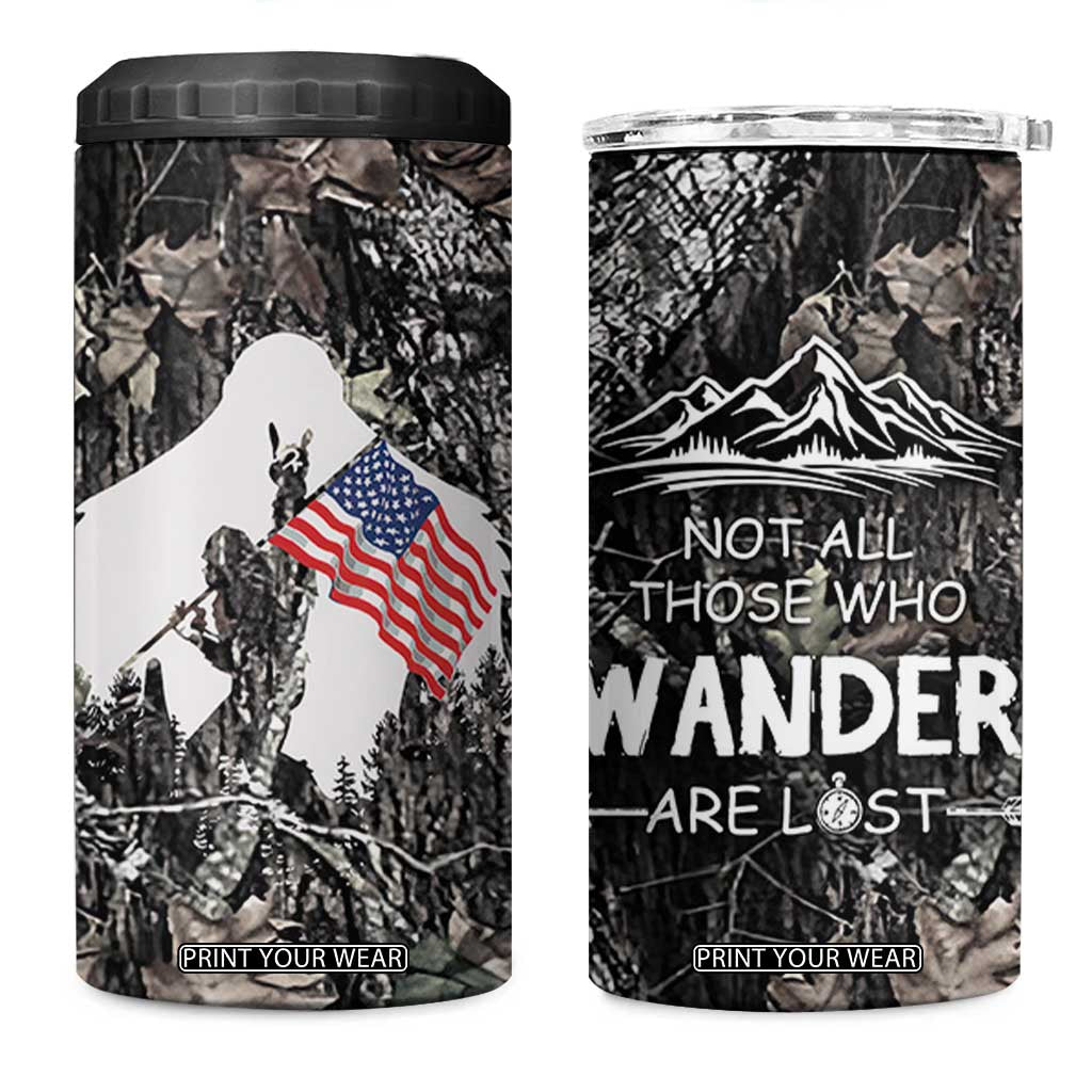 Bigfoot Camping 4 in 1 Can Cooler Tumbler Not All Who Wander Are Lost Sasquatch TB10 One Size: 16 oz Camo Print Your Wear