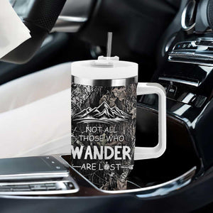 Bigfoot Camping Tumbler With Handle Not All Who Wander Are Lost Sasquatch TB10 Print Your Wear