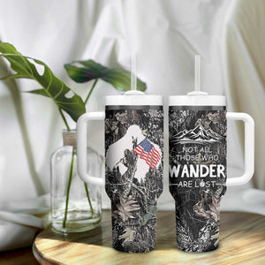 Bigfoot Camping Tumbler With Handle Not All Who Wander Are Lost Sasquatch TB10 Print Your Wear