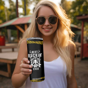 Deer Hunting Dad Skinny Tumbler Best Buckin' Papa Ever American Flag TB10 Print Your Wear