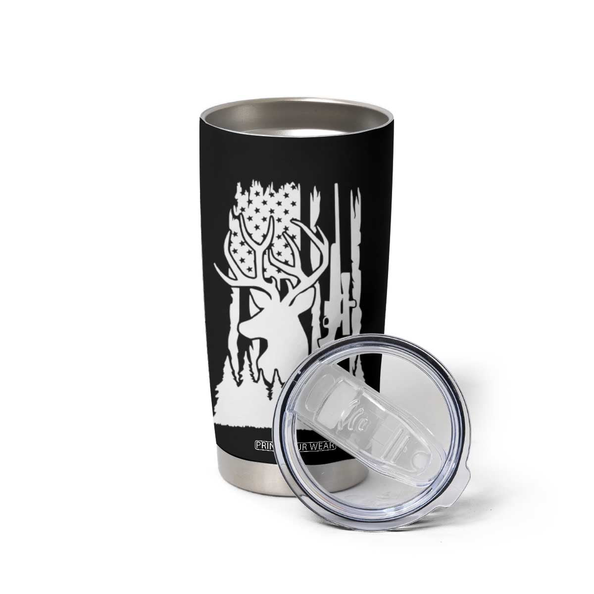 Deer Hunting Dad Tumbler Cup Best Buckin' Papa Ever American Flag TB10 Print Your Wear