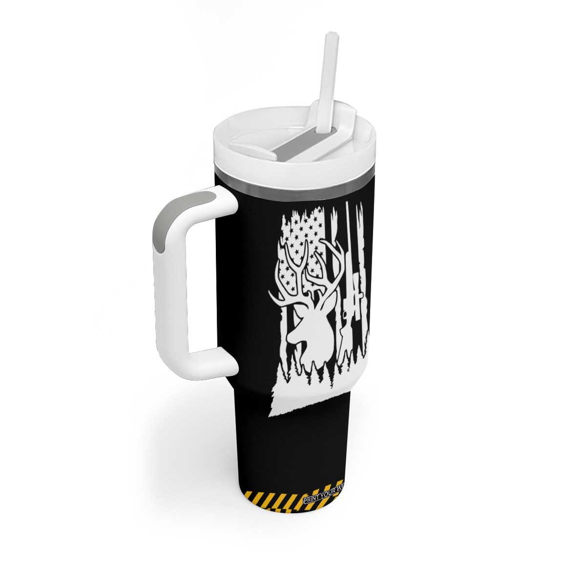Deer Hunting Dad Tumbler With Handle Best Buckin' Papa Ever American Flag TB10 Print Your Wear