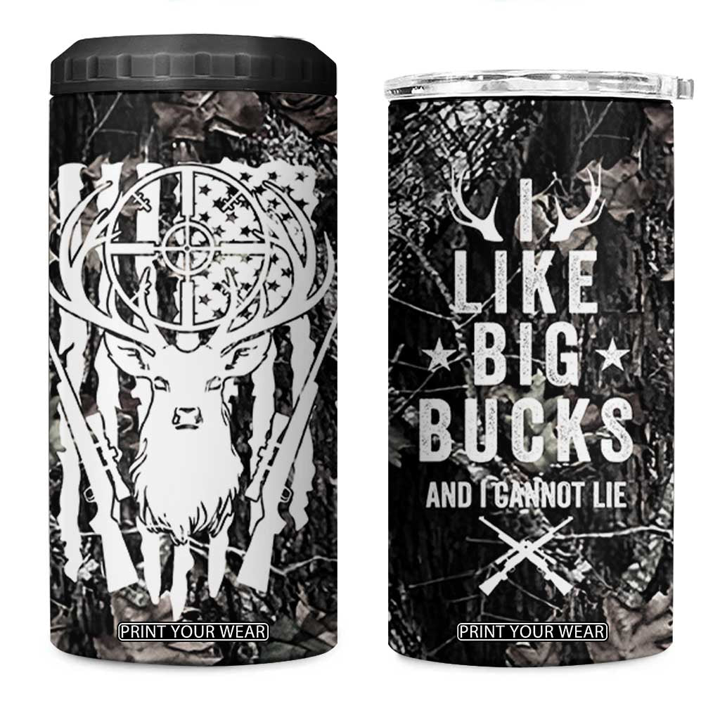 Funny Hunting 4 in 1 Can Cooler Tumbler Camo Deer American Flag I Like Big Bucks I Cannot Lie TB10 One Size: 16 oz Camo Print Your Wear
