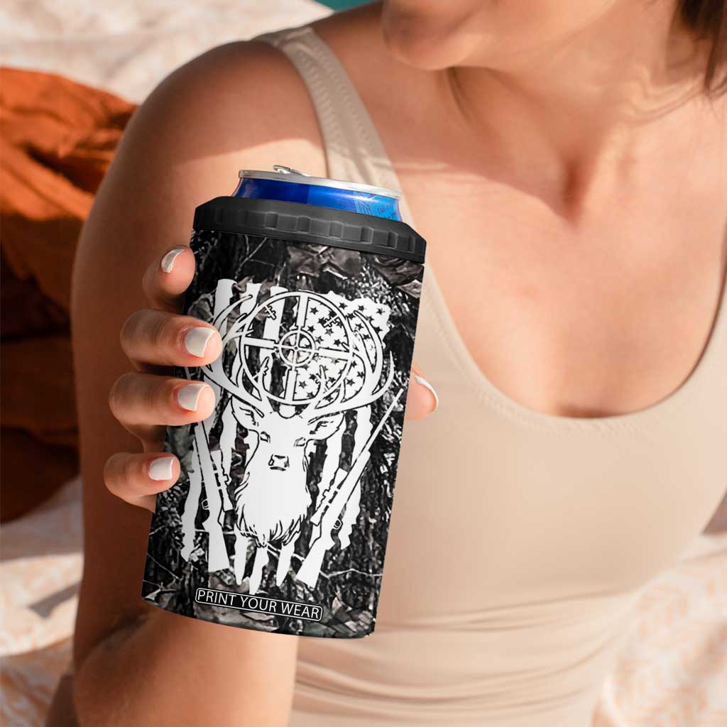 Funny Hunting 4 in 1 Can Cooler Tumbler Camo Deer American Flag I Like Big Bucks I Cannot Lie TB10 Print Your Wear