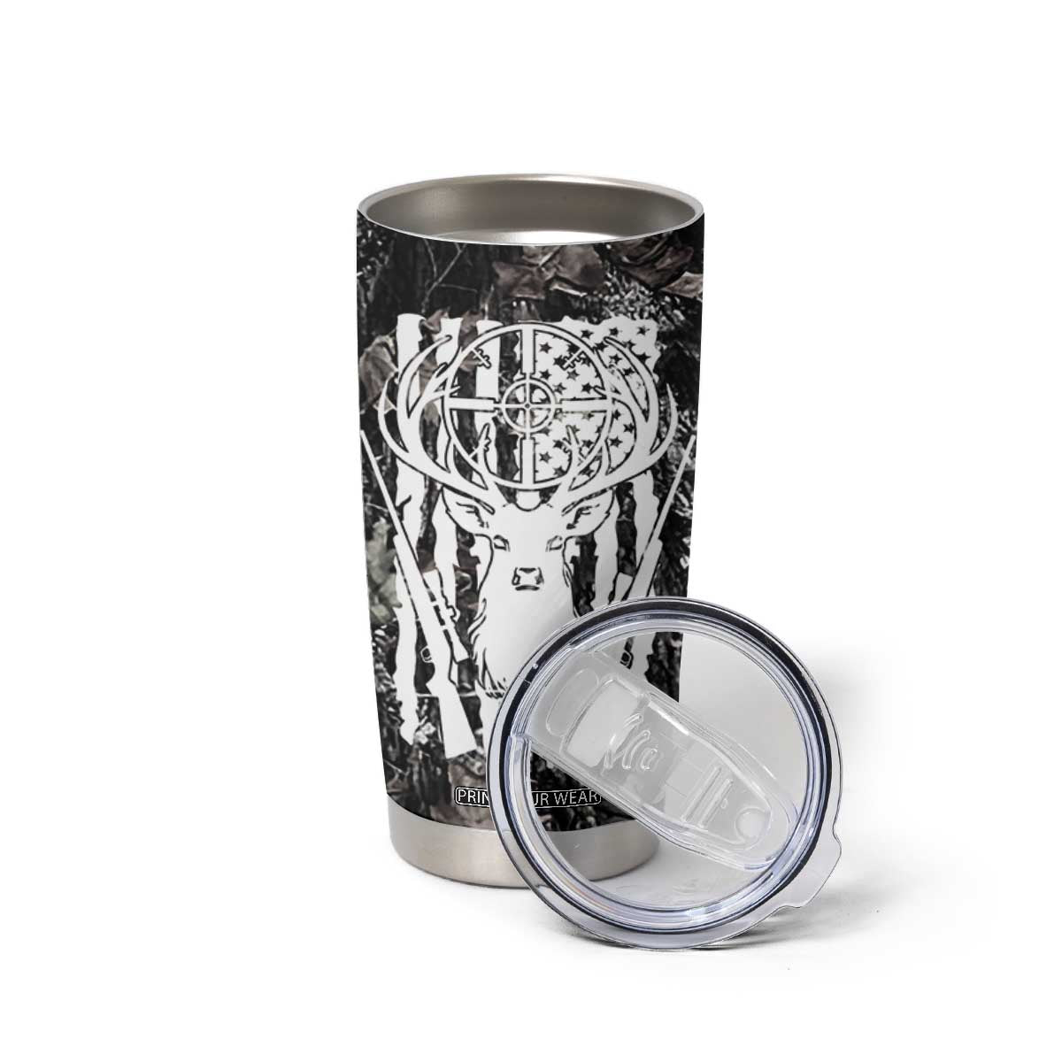 Funny Hunting Tumbler Cup Camo Deer American Flag I Like Big Bucks I Cannot Lie TB10 Print Your Wear