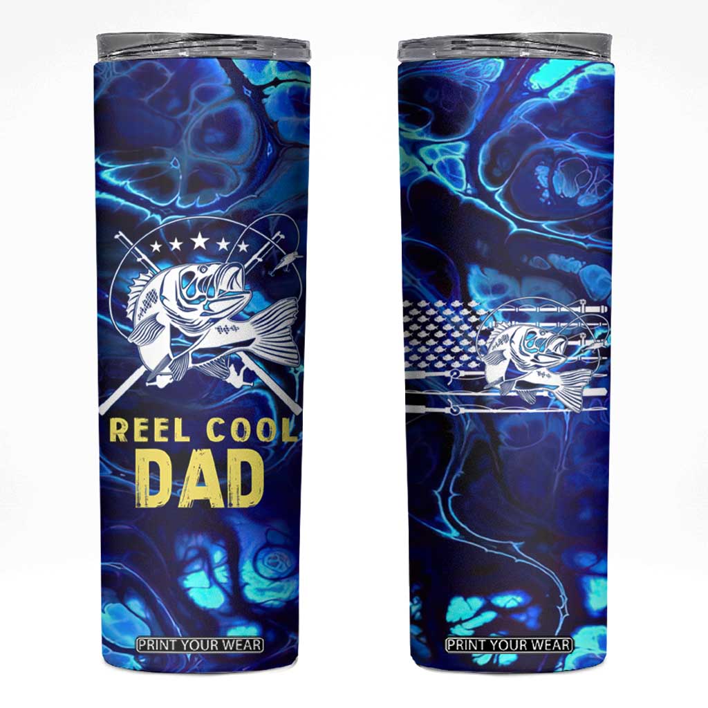 Funny Fishing Gift Skinny Tumbler Reel Cool Dad Gifts American Flag TB10 Navy Print Your Wear