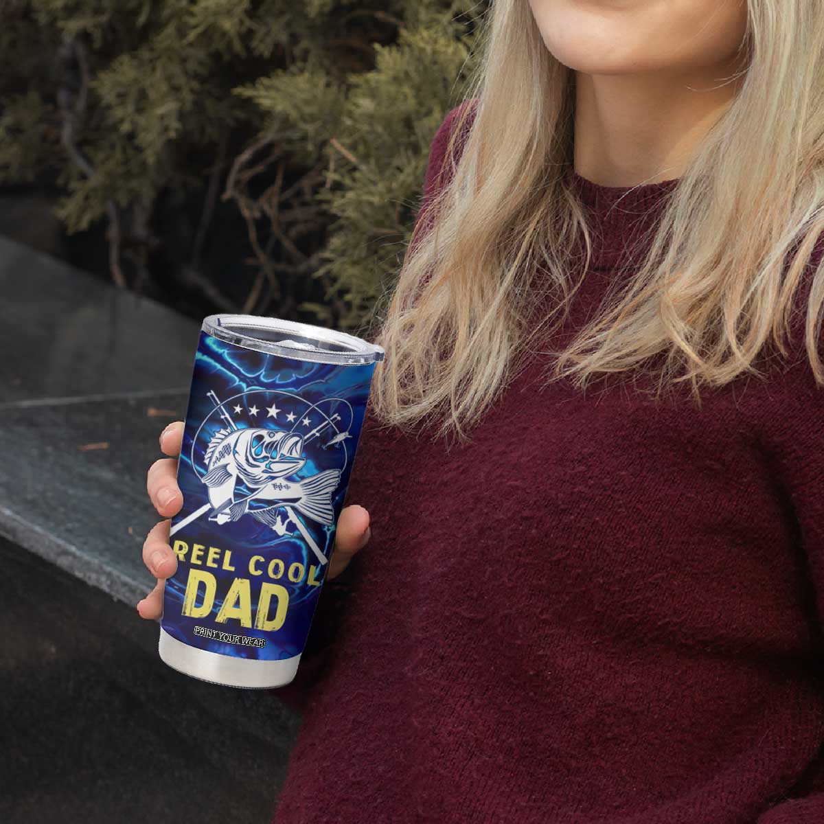 Funny Fishing Gift Tumbler Cup Reel Cool Dad Gifts American Flag TB10 Print Your Wear