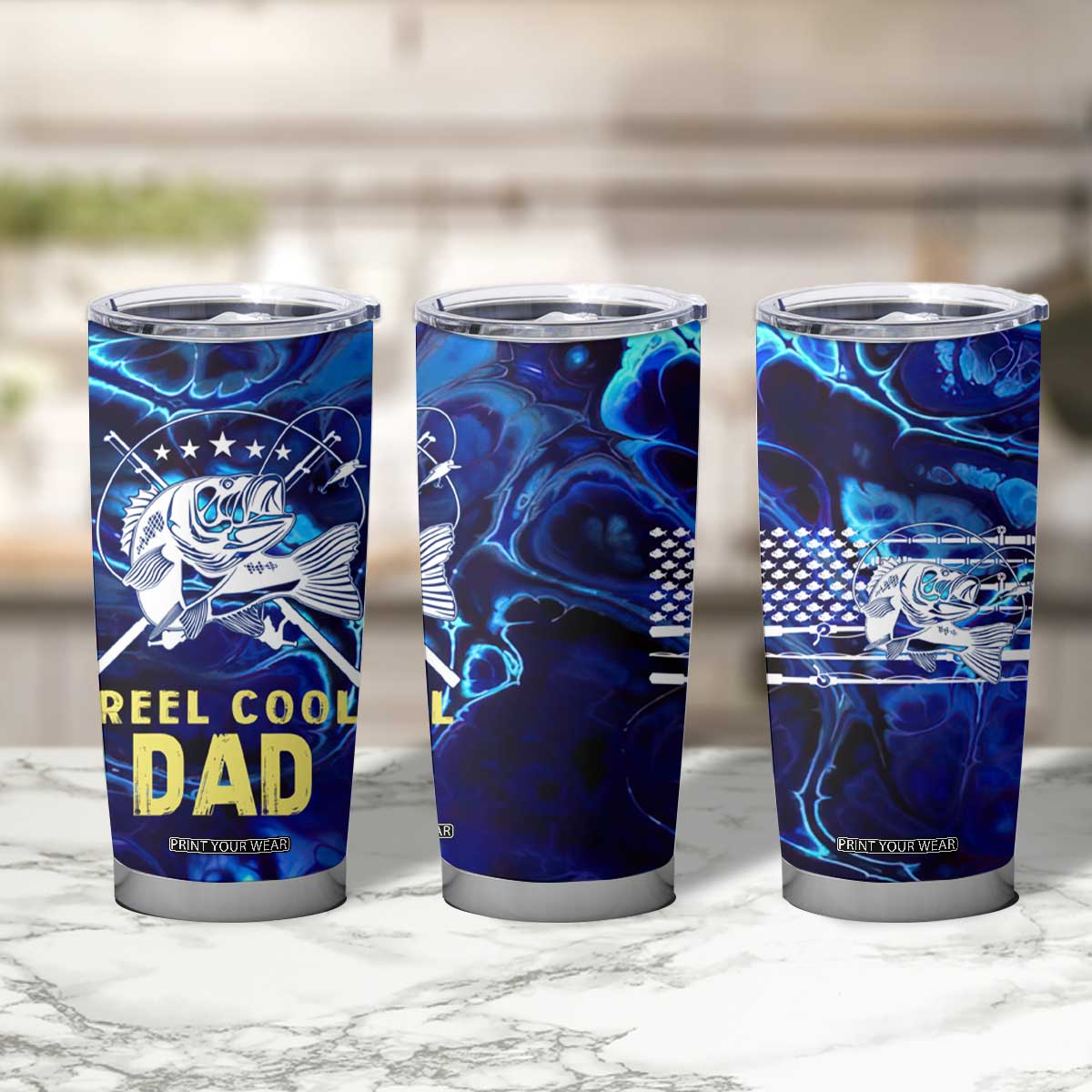 Funny Fishing Gift Tumbler Cup Reel Cool Dad Gifts American Flag TB10 Print Your Wear