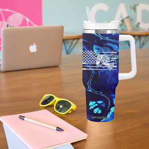 Funny Fishing Gift Tumbler With Handle Reel Cool Dad Gifts American Flag TB10 Print Your Wear