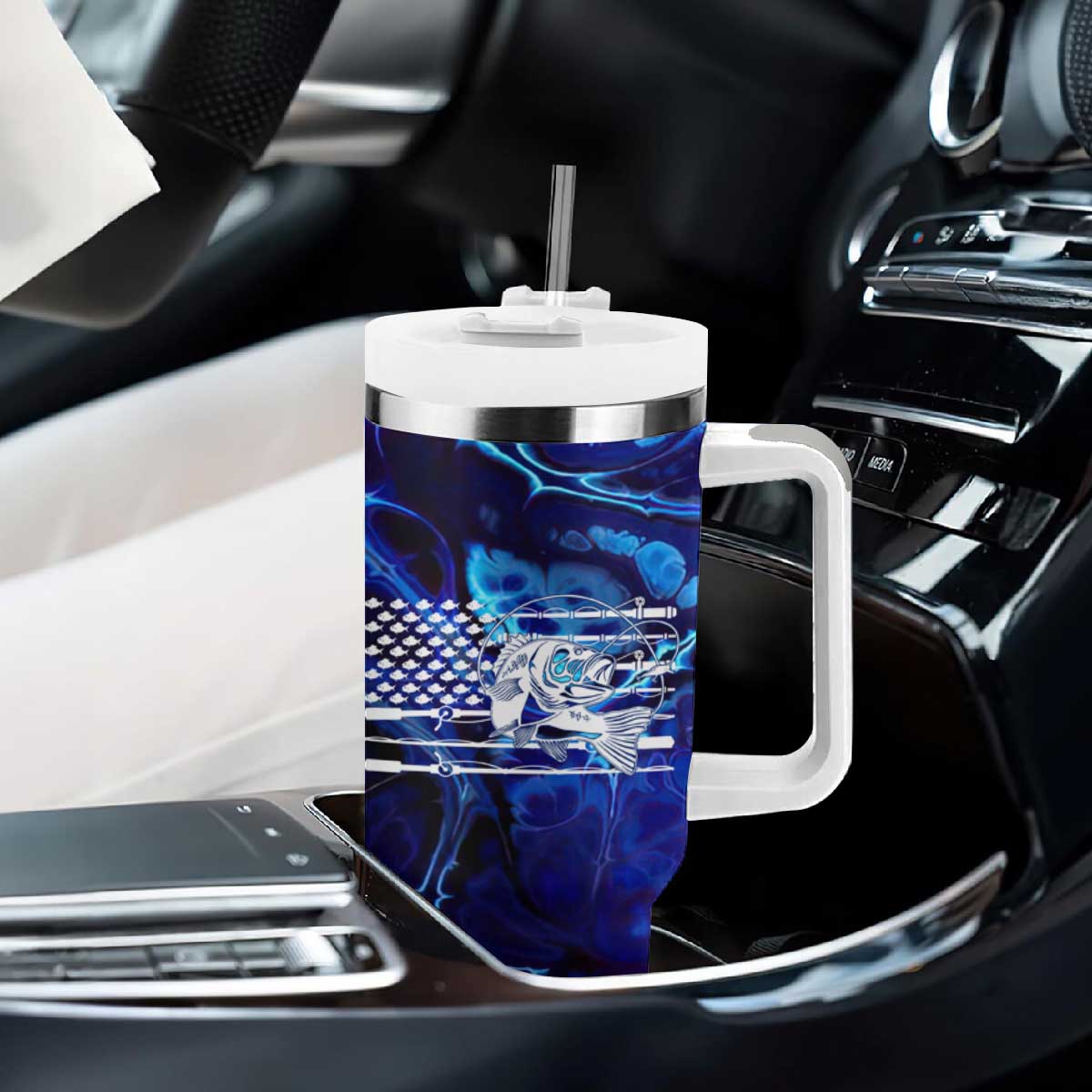 Funny Fishing Gift Tumbler With Handle Reel Cool Dad Gifts American Flag TB10 Print Your Wear