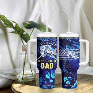 Funny Fishing Gift Tumbler With Handle Reel Cool Dad Gifts American Flag TB10 Print Your Wear