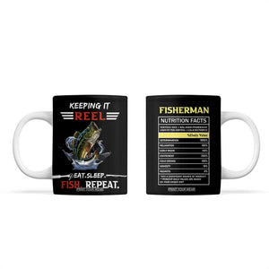 Funny Fishing Coffee Mug Keeping It Reel Fisherman Fathers Day Gifts TB10 Black Print Your Wear